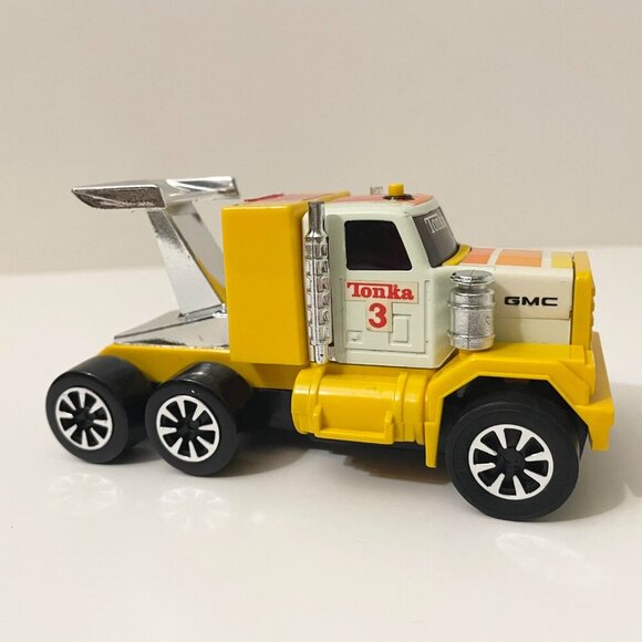 Vintage 80s Yellow Tonka Semi Mack Truck Clutch Popper Made in Japan - Picture 6 of 16
